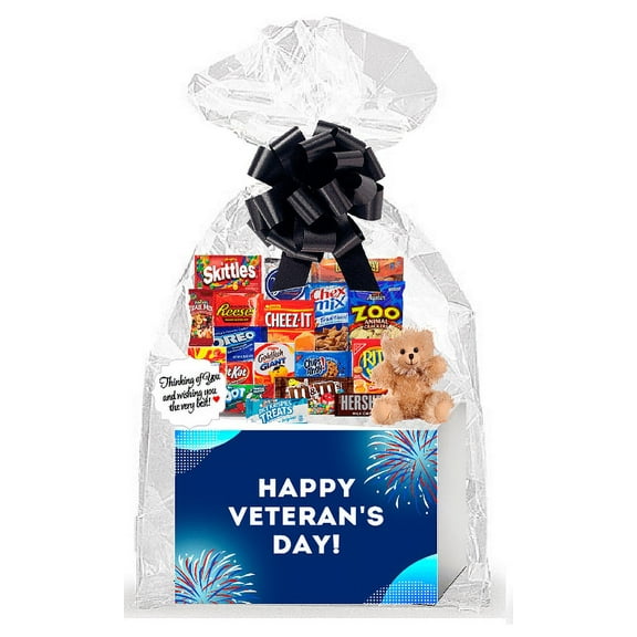 Happy Veteran's Day Thinking of You Cookies, Candy & More Care Package Assortment Variety Gift Box Bundle Set