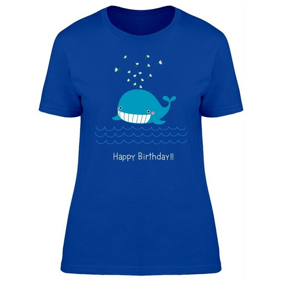 Happy Whale Cartoon T-Shirt Women -Image by Shutterstock, Female Large