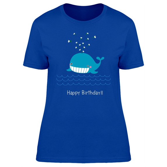 Happy Whale Cartoon T-Shirt Women -Image by Shutterstock, Female Small
