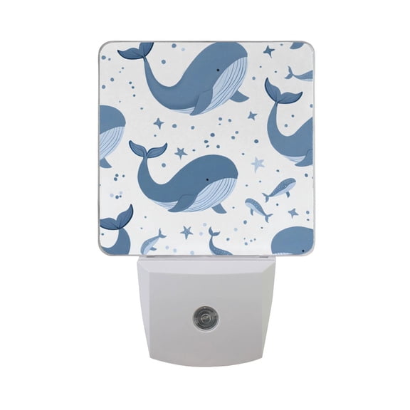 Happy Whales Night Light 2 Pack LED Nightlight Plug into Wall Dusk to Dawn Sensor Soft White