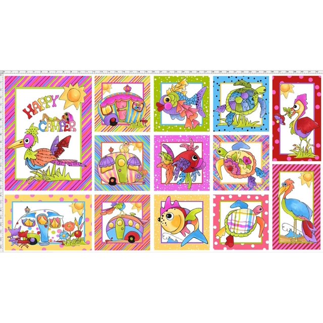 Happy White Project Fabric Panel for Quilting