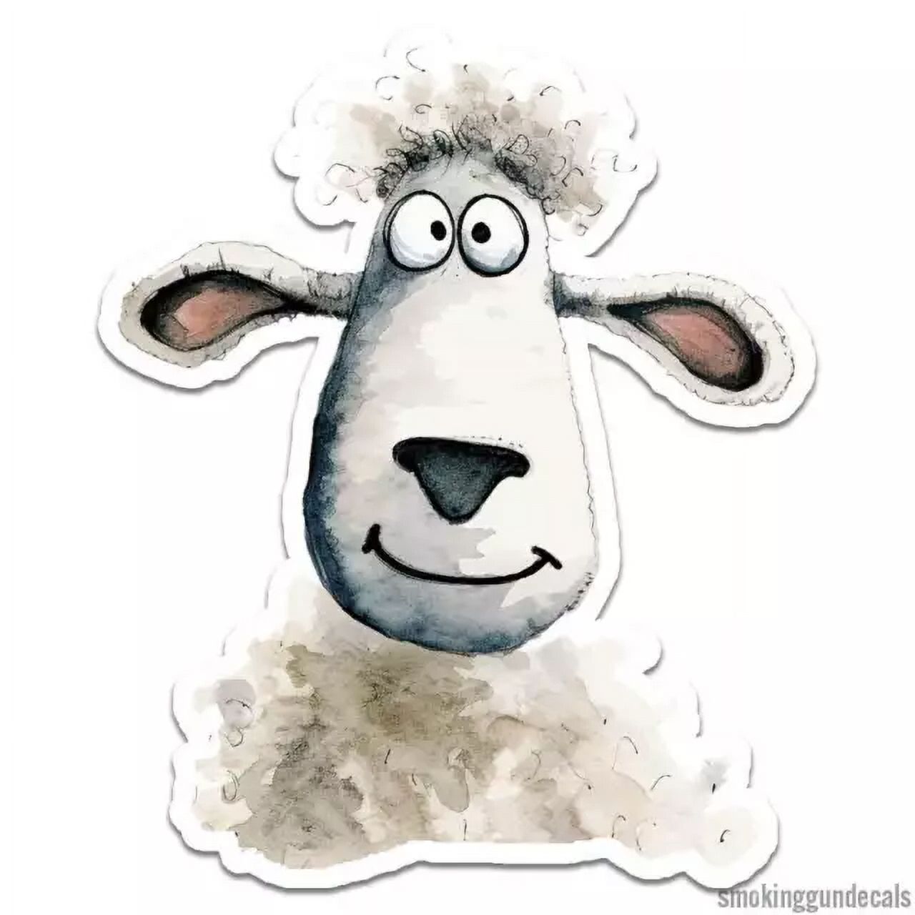 Happy White Sheep Sticker Indoor Outdoor Phone Decal Water Bottle ...