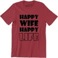 thumbnail image 1 of Happy Wife Happy Life Funny Husband Wife Gift Wife Present Men's Tee Shirt, 1 of 4