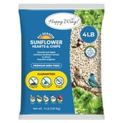 Happy Wings 4lbs No Grow Sunflower Hearts (Kernels) & Chips (Birdseed) - Food for Wild Birds - Dry
