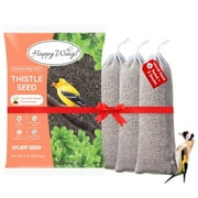 Happy Wings 8lbs No Grow Nyjer Seed Bird Food & 3 Empty Sock Feeders for Wild Bird Seed - Dry