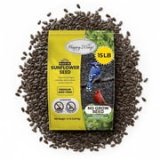 Happy Wings Black Oil Sunflower Bird Food, No Growth Seed, New 15 lb. Bag