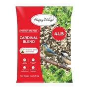 Happy Wings Cardinal Blend Bird Food, Mix of Sunflower Hearts/Kernels &Safflower Seed, 4 lb, No Grow Seed | Birdseed for Wild Birds