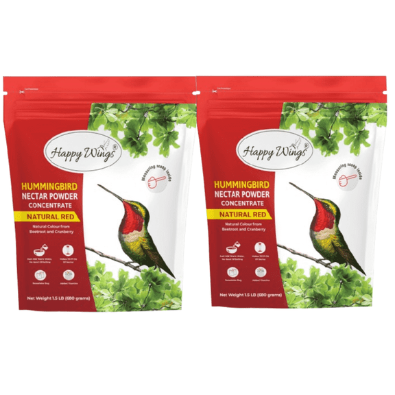 Happy Wings Hummingbird Food Powder 1.5 Lb (24 Oz) (Pack of 2) – Natural Red Nectar for Hummingbird Feeder – Nectar Hydration Powder Made with Cranberry & Beetroot – Easy Mix, No Boil Formula