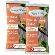 Happy Wings (13ozx2) Pack, No Grow Prefilled Nyjer Seed Bird Food Sock Feeder - Wild Bird Seed - Dry