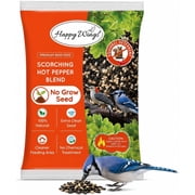 Happy Wings Scorching Hot Pepper Blend Bird Food, Seed- Sunflower, Shelled Peanuts & Safflower premixed with Hot Pepper Sauce - 4 lb | No Grow Seed, Squirrel Resistant, Safe for Wild Birds