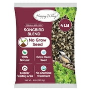 Happy Wings Songbird Blend Bird Food, Mix of Sunflower Seeds/Kernels, Safflower & Peanuts, 4 Pounds | No Grow Seed | Birdfood for Wild Birds, Dry