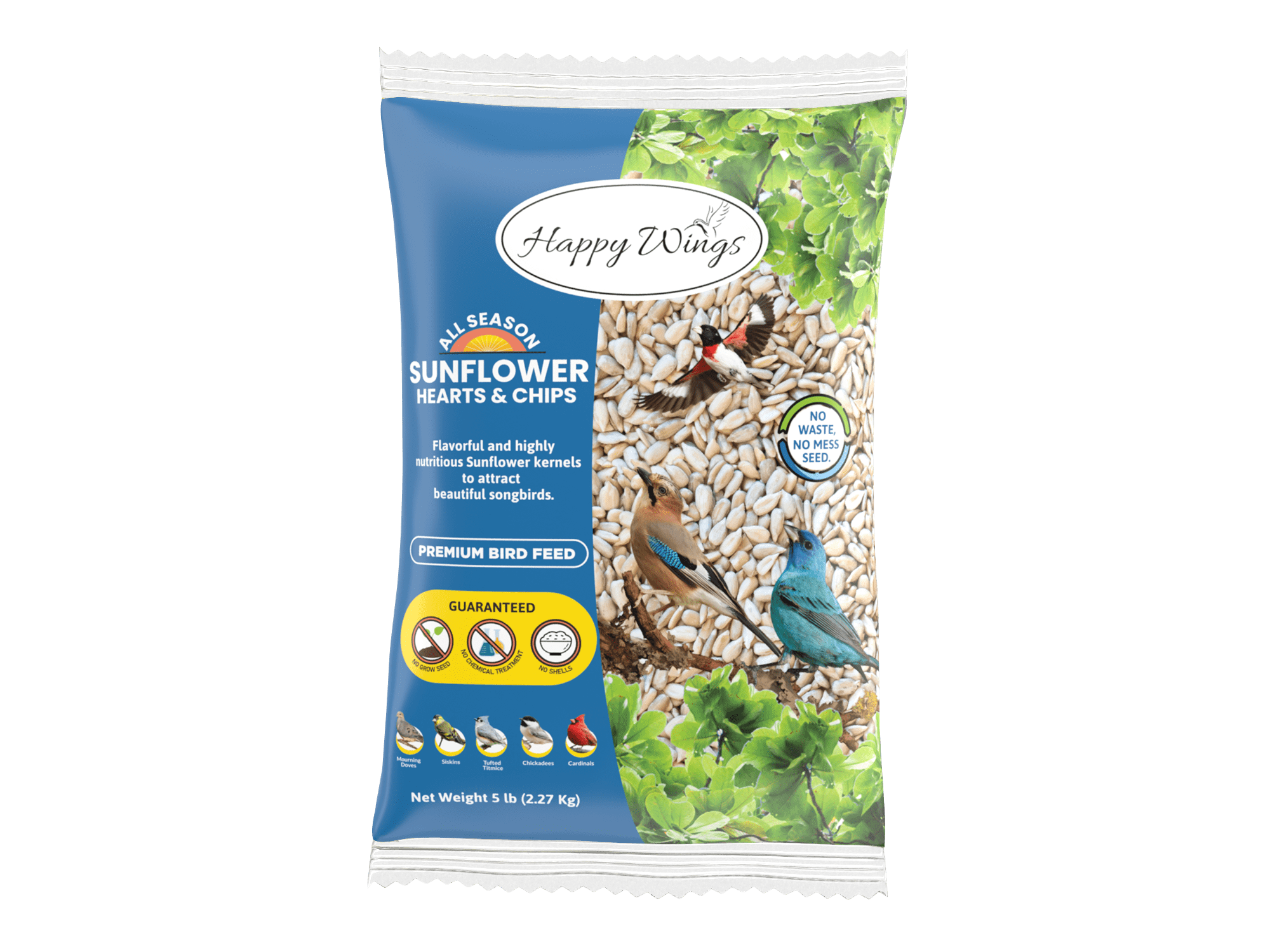 Happy Wings Sunflower Hearts & Chips (Kernels), Dry I No Waste, No Grow