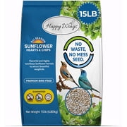 Happy Wings Sunflower Hearts Kernels & Chips, 15 lb., Wild Bird Food, No Grow Birdseed, New, Dry.