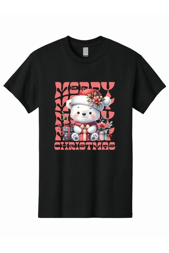 Happy Winter Holiday Polar Bear Animal Seasonal Cheer Apparel Unisex T-Shirt, up to Size 5XL