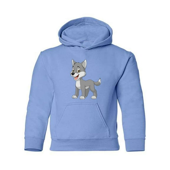 Happy Wolf Hoodie Juniors -Image by Shutterstock,  Large