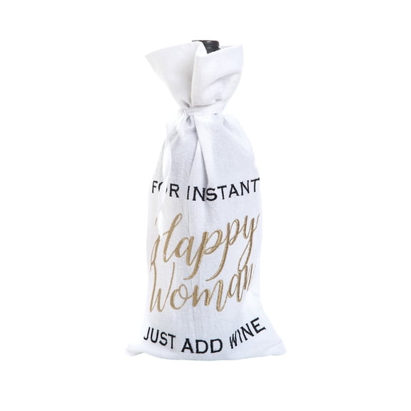 Happy Woman Embroidered Wine Bag
