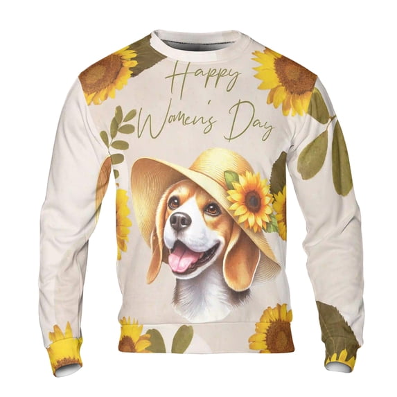 Happy Women's Day Beagle Sunflower Vintage Proud Mom All Over Print 3D Sweatshirt Unisex Merch Beagles Dog Lover Gifts Idea - 02030