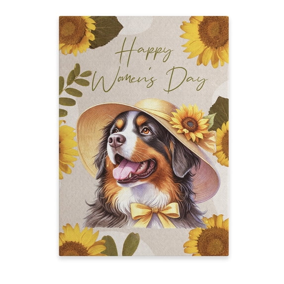 Happy Women's Day Bernese Mountain Dog Sunflower Vintage Proud Mom Vertical Matte Canvas Poster Berner Lover Gifts Wall Art Home Decor - 02030
