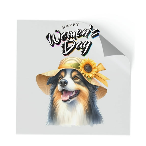 Happy Women's Day Border Collie Sunflower Vintage Proud Mom Cutout Transfer Sticker Borders Dog Lovers Gifts Idea Transparent Decal Art Decor - 02030