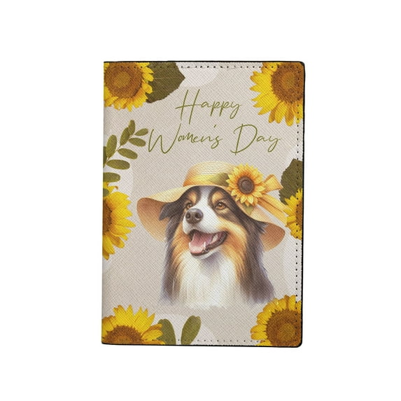 Happy Women's Day Border Collie Sunflower Vintage Proud Mom Travel Passport Wallet Borders Dog Lovers Gifts Idea PU Leather Passport Holder Cover - 02030
