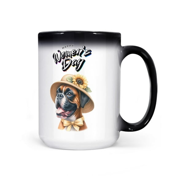 Happy Women's Day Boxer Sunflower Vintage Proud Mom Heat Color Changing Mug Boxers Dog Lover Gifts Idea Magic Coffee Mug - 02030