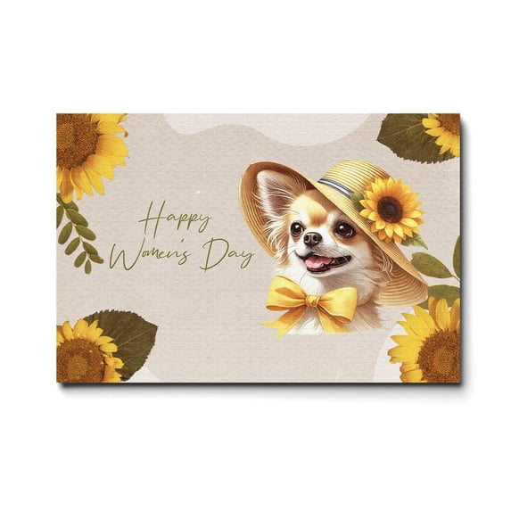 Happy Women's Day Chihuahua Sunflower Vintage Proud Mom Horizontal Matte Canvas Poster Dog Lover Gifts Idea Wall Art Home Decor - 02030