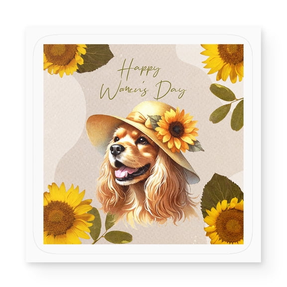 Happy Women's Day Cocker Spaniel Sunflower Vintage Proud Mom Vinyl Sticker Cockers Dog Lover Gifts Waterproof Decal Art Decor - 02030