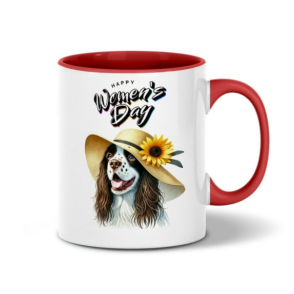 Happy Women's Day English Springer Spaniel Sunflower Vintage Proud Mom 11oz Accent Two-tone Mug Springers Dog Lover Gifts Coffee Tea Cup - 02030