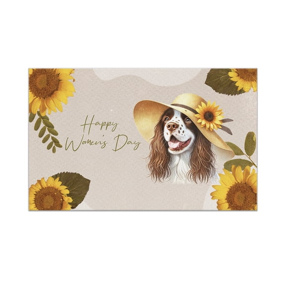 Happy Women's Day English Springer Spaniel Sunflower Vintage Proud Mom Doormat Springers Dog Lover Gifts Indoor Outdoor Welcome Mat - 02030