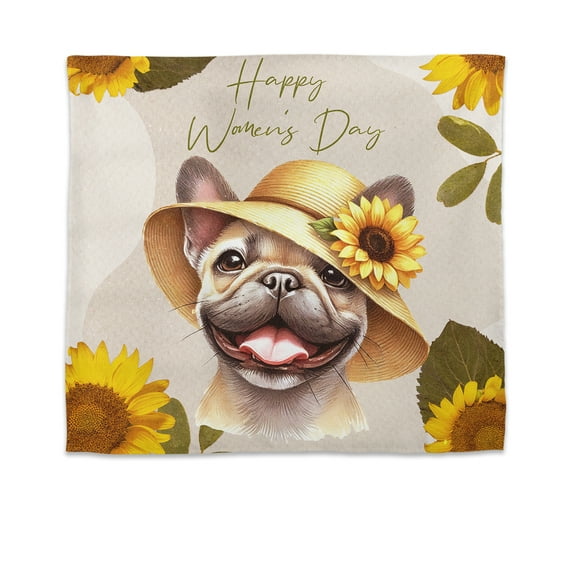 Happy Women's Day French Bulldog Sunflower Vintage Proud Mom Tapestry Dog Lover Gifts Wall Hanging Backdrop Home Decor - 02030