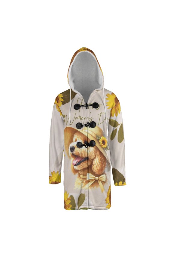 Happy Women's Day Goldendoodle Sunflower Vintage Proud Mom All Over Print 3D Hooded Duffle Toggle Coat Doodle Dog Lover Gifts Idea - 02030