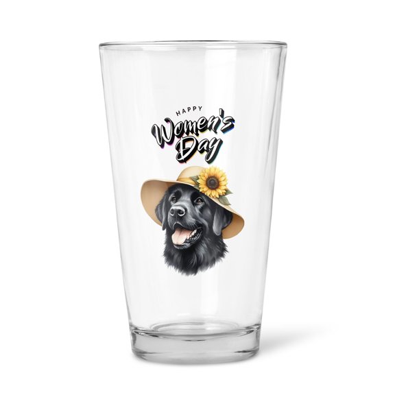 Happy Women's Day Labrador Retriever Sunflower Vintage Proud Mom 16oz Pint Beer Glass Mug Lab Dog Lover Gifts Beer Glasses Cup - 02030