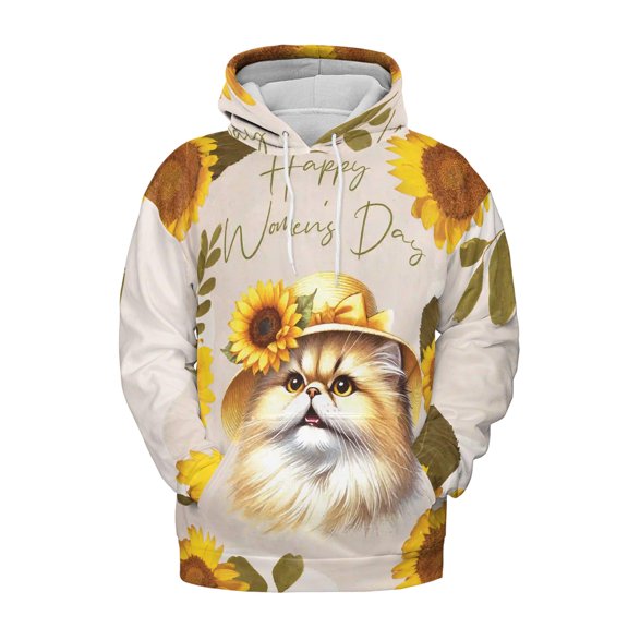 Happy Women's Day Persian Sunflower Vintage Proud Mom All Over Print 3D Hoodie Unisex Merch Hoodies Cat Lover Kitten Owner Gifts - 02030