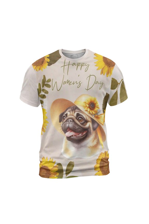 Happy Women's Day Pug Sunflower Vintage Proud Mom All Over Print 3D Shirt Unisex Merch Dog Lover Gifts - 02030