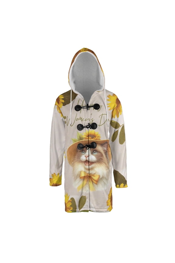 Happy Women's Day Ragdoll Sunflower Vintage Proud Mom All Over Print 3D Hooded Duffle Toggle Coat Cat Lover Kitten Owner Gifts Idea - 02030