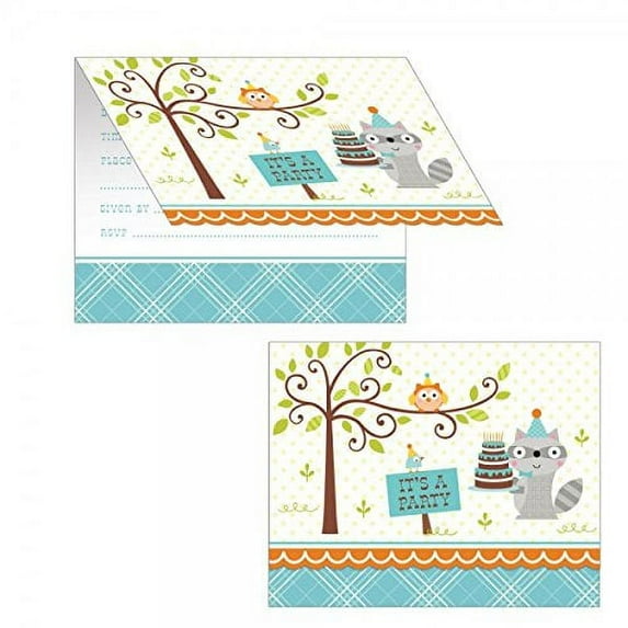 Happy Woodland Boy Foldover Invitations 8 Per Pack