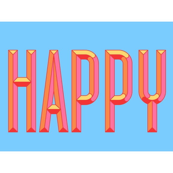 Happy Word Art Bright Extra Large XL Wall Art Poster Print