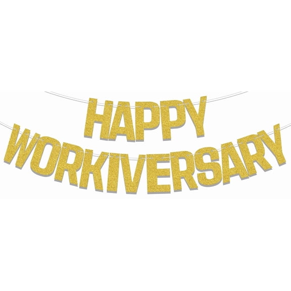 Happy Workiversary Banner, Happy Work Anniversary Party Decorations, Congrats Work Party Office Party Decor, Happy Wedding Retirement Birthday Anniversary Job Change Farewell Party Supplies Gold