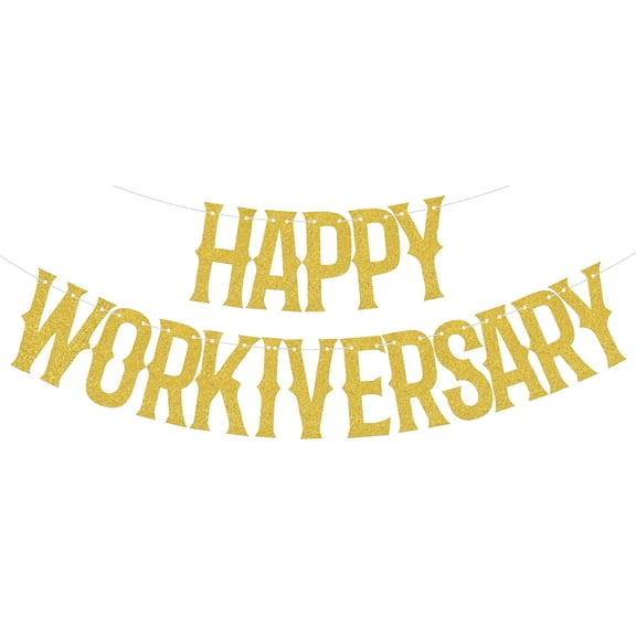 Happy Workiversary Banner, Work Party Decoration, Happy Work Anniversary Decorations, Work Office Party Supplies Gold Glitter