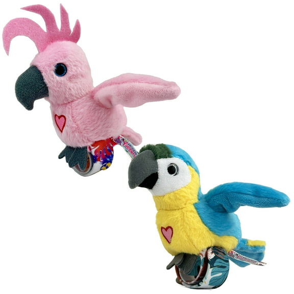 Happy Yappers: Birds 2 Pack - Cokatoo & Blue Parrot - Slap Bracelet Interactive Plush Toy Birds, They Chat-Sing-Mimic Each Other, Flap Wings, Kids 3+