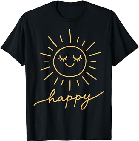 Happy Yellow Smiling Sun – Cute Happiness Minimal Positivity T-shirt 