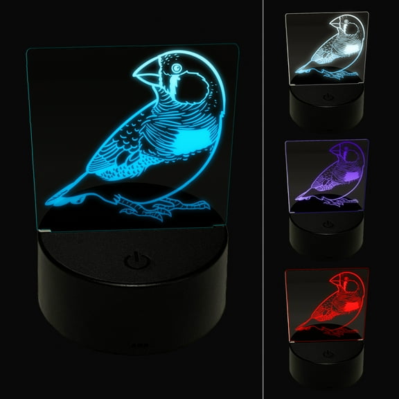 Happy Zebra Finch Bird LED Night Light Sign 3D Illusion Desk Nightstand Lamp