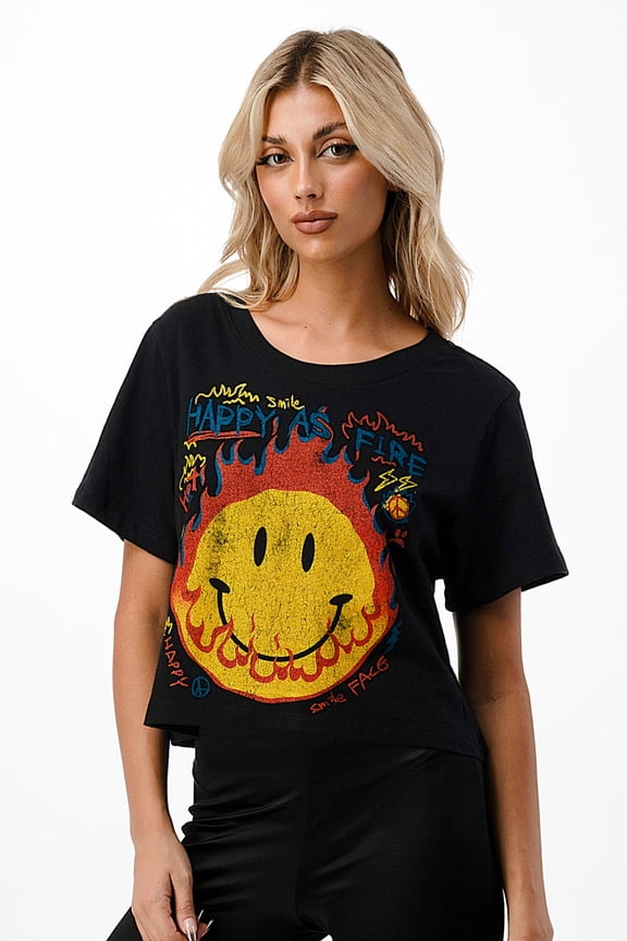 Happy as Fire Graphic Crop Top