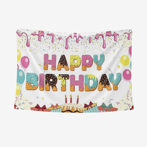 Happy birthday Thickened Spring Yarns Background Cloth - Heat Transfer Printing HD non-Fading Indoor And Outdoor Wear-Resistant Decorative Cloth 3.28*4.92FT/100*150CM