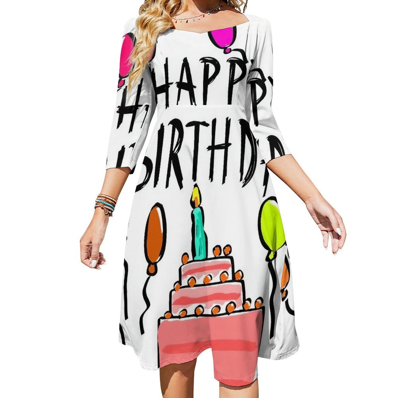Happy birthday Women's Fall Dresses Casual Loose Flowy Swing Shift ...