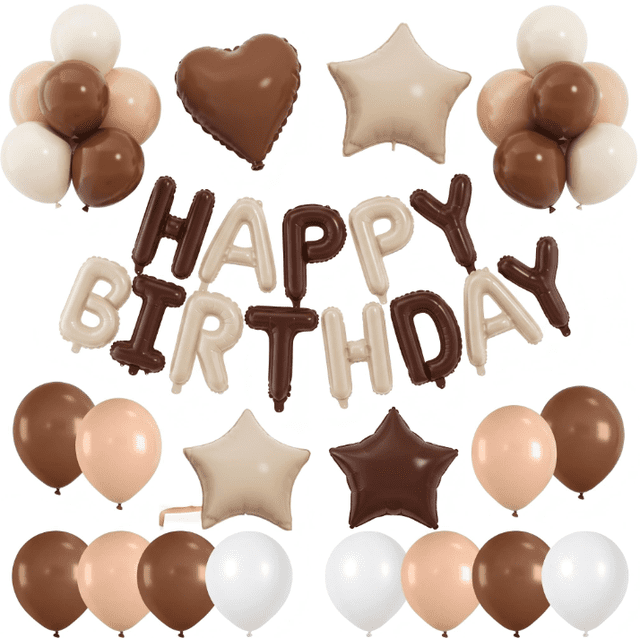 Happy birthday balloon banner set,3d aluminum letter sign,star heart ...