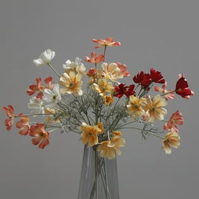 Happy date 2Packs Artificial Flowers, Faux Flowers Silk 6-Head Fabric Daisies Lifelike Flower Perfect for DIY Indoor Outdoor Home Kitchen Office Table Centerpieces Wedding Arrangements Christmas Decor