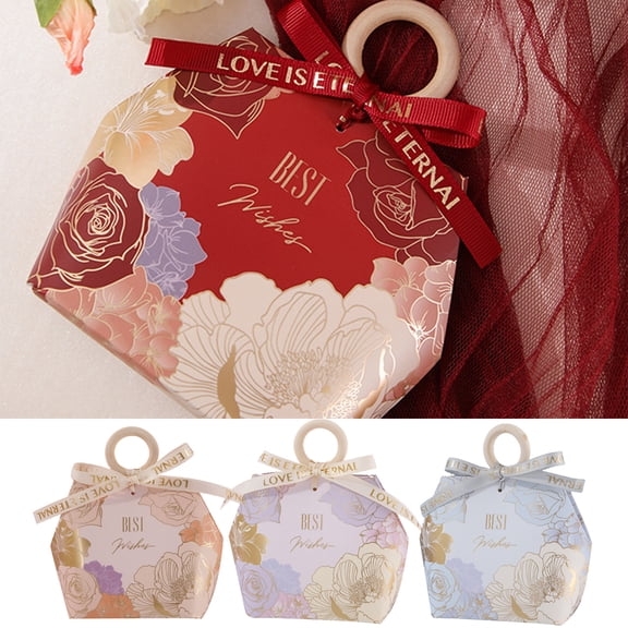 Happy date 4Packs Flower Candy Box Laser Cut Rose Candy Boxes, Cookie Gift Boxes Romantic Wedding Favors Cute Chocolate Box for Wedding Bridal Birthday Party Supplies