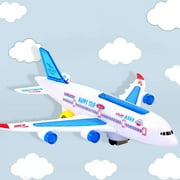 Happy date Airplane or Airbus Toy with Beautiful Flashing Lights and Realistic Jet Engine Sounds, Bump and Go Action