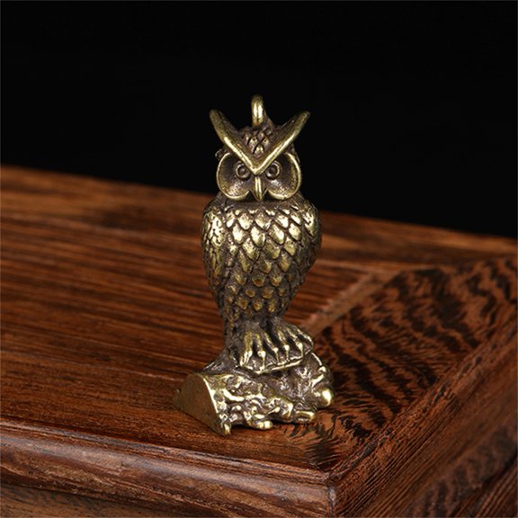Happy date Artistic Owl Figurine No Odor Copper Micro Landscape Standing Owl Statue for Living Room